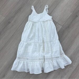 LoveshackFancy girls sleeveless Eyelit ruffle tiered dress white size 2-3